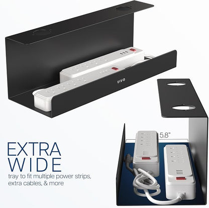 VIVO Under Desk 17 inch Extra Deep Cable Management Tray, Power Strip Holder - Image 5