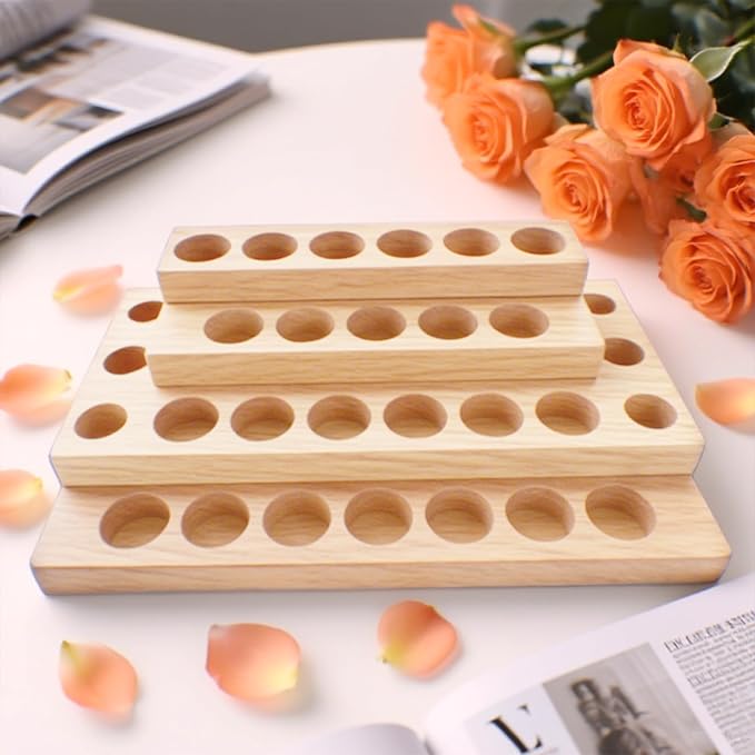 4 Tier Wooden Essential Oil Organizer Essential Oil Holder 30-Bottle Solid Wood - Image 5
