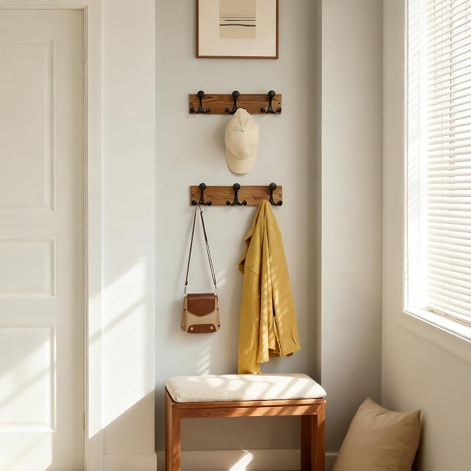 SKOLOO 17-Inch Wood Coat Rack Wall Mount - Image 5