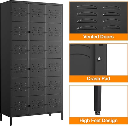 Metal Locker with 18 Doors Employees Locker, Metal Storage Locker with Hooks - Image 4