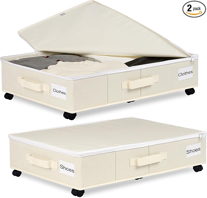 Vincona Under Bed Storage with Wheels, 2 Pack Under Bed Storage Containers with by Vincona