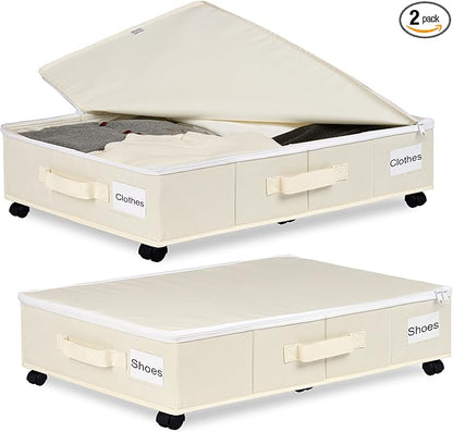 Vincona Under Bed Storage with Wheels, 2 Pack Under Bed Storage Containers with by Vincona