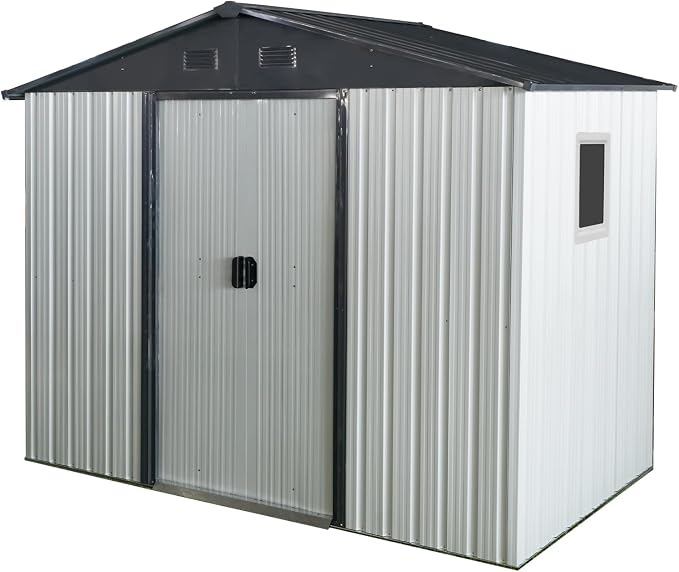 Outdoor Metal Storage Shed Window Ventilation Foundation Frame Waterproof by WEALTHGIRL