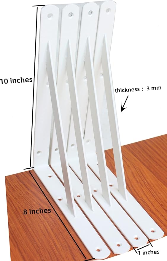 8 Pack L10 x H 8" White Heavy Duty Shelf Brackets - Image 2
