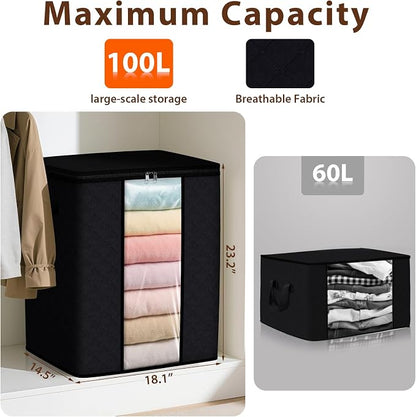 SpaceWhisper 6 Pack 100L Clothes Storage, Foldable Thick Fabric Blanket Storage - Image 2