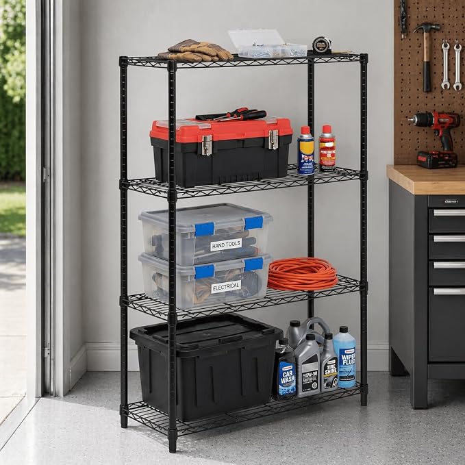 Honey-Can-Do 4-Tier Heavy Duty Adjustable Shelving Unit, 250-lb Per Shelf Metal - Image 2