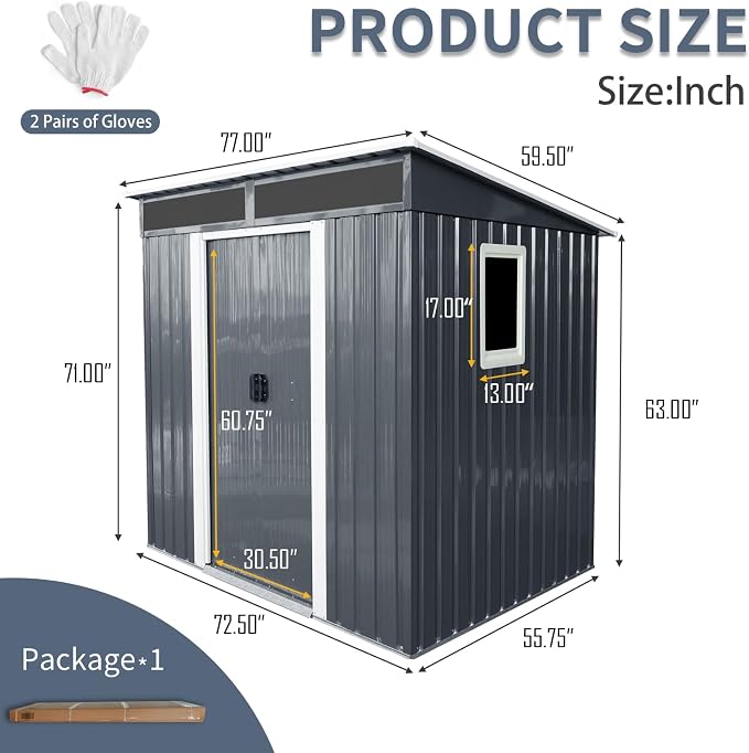 Outdoor Metal Storage Shed Window Ventilation Foundation Frame Waterproof - Image 4