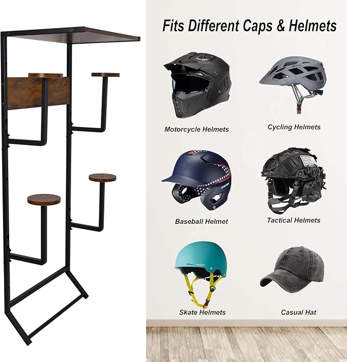 Motorcycle Helmet Holder Wall-Mounted Helmet Rack - Image 4