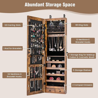 HAPPYGRILL Over the Door Jewelry Organizer, Hanging Jewelry Storage Cabinet - Image 6