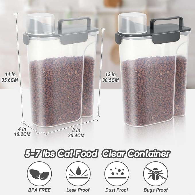 Cat Dog Food Storage Container, Upgraded Large Nozzle, 5LBS Plastic Pet Food - Image 2