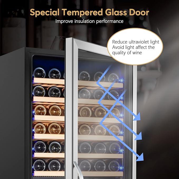 24 Inch Wine Cooler Fridge Dual Zone, Professional Large Capacity High Wine - Image 4