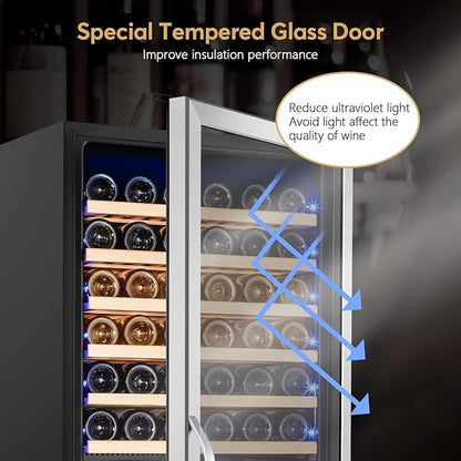 24 Inch Wine Cooler Fridge Dual Zone, Professional Large Capacity High Wine - Image 4