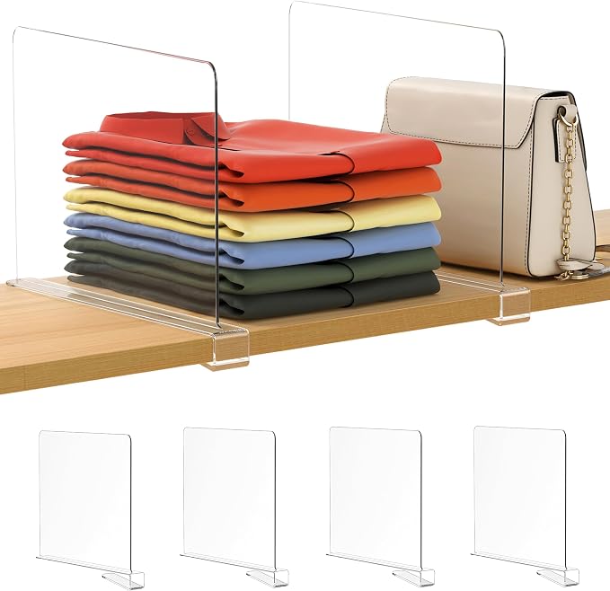 4 Pack 12 Inches Clear Shelf Dividers by Famyards