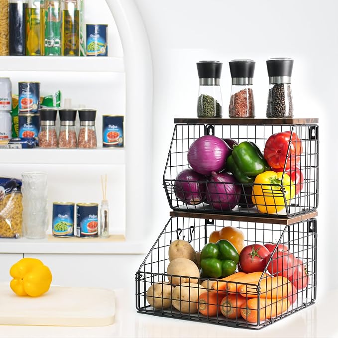 Mefirt Fruit Basket, Stackable Wall Mounted Fruit Baskets, Potato Baskets Onion - Image 6