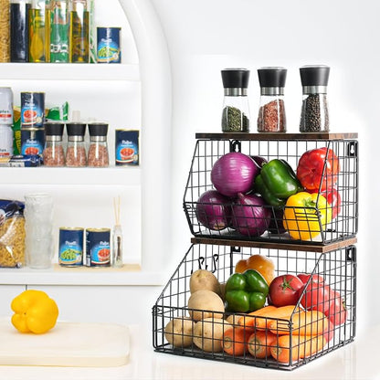 Mefirt Fruit Basket, Stackable Wall Mounted Fruit Baskets, Potato Baskets Onion - Image 6
