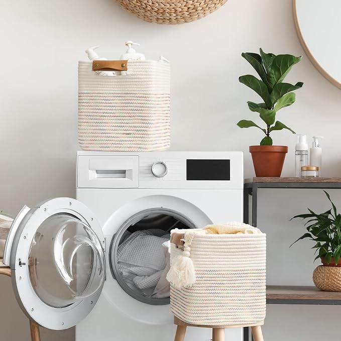danpinera 11"x11" Storage Cubes, Soft Boho Storage Basket - Image 4