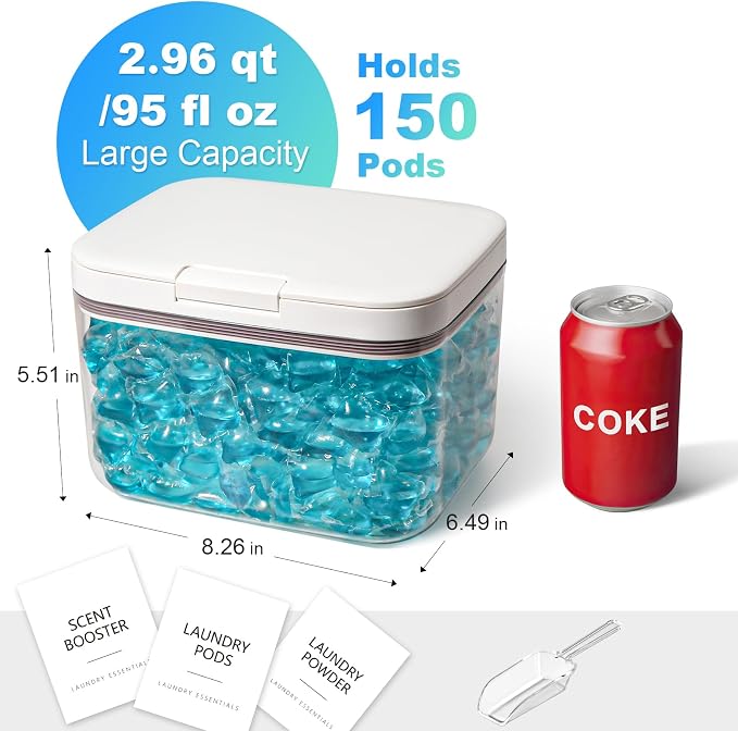 Laundry Pods Container, 1 Pack 2.96 qt. / 95 fl oz Powder Holder Dispenser - Image 2
