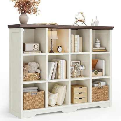 OffiGo 12 Cube Organizer Bookcase, Modern Farmhouse Open Shelf by OfficeGo-ForHomeOfficeWork