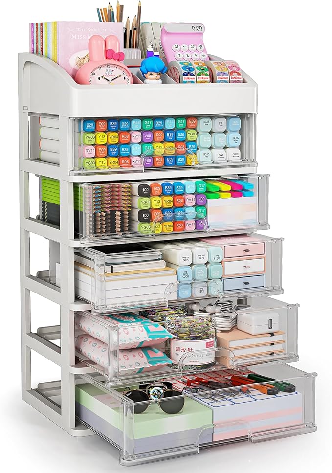 Desk Organizer with Drawers, 5 Drawers Storage Organizer, Desktop Storage by ORGIDOL