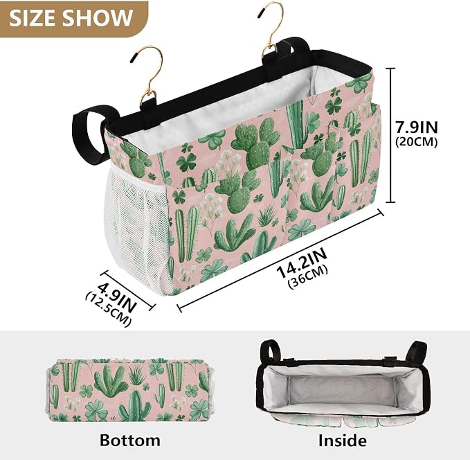 Floral Pink Cacti and Clovers Bedside Caddy - Image 4
