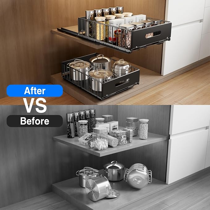 Mustorn 2 Pack Pull Out Cabinet Organizer, Slide Out Drawers - Image 6