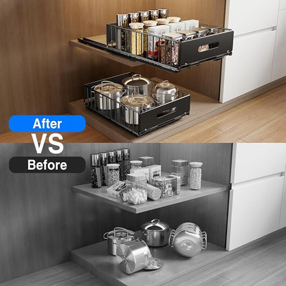 Mustorn 2 Pack Pull Out Cabinet Organizer, Slide Out Drawers - Image 6