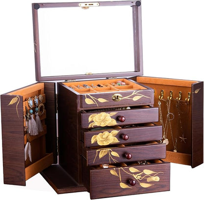 Wooden Jewelry Box for Women, 5-Layer Large Wood Jewelry Boxes & Organizer by WelcometotheXloverise