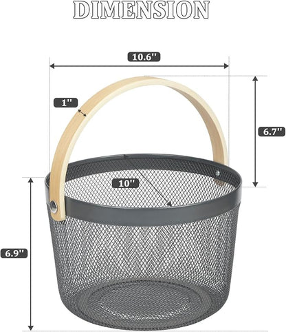 IBWell Bucket-Shape Metal Wire Woven Fruit Storage Bowl Basket - Image 2