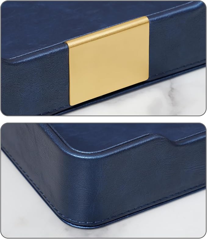 PU Leather Valet Tray with Gold Accent, Decorative Nightstand Organizer Desk - Image 5