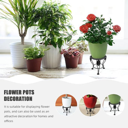 Kisangel Iron Flower Pot Holder Planter Stand, Mini Tripod Iron Art Plant Rack - Image 7
