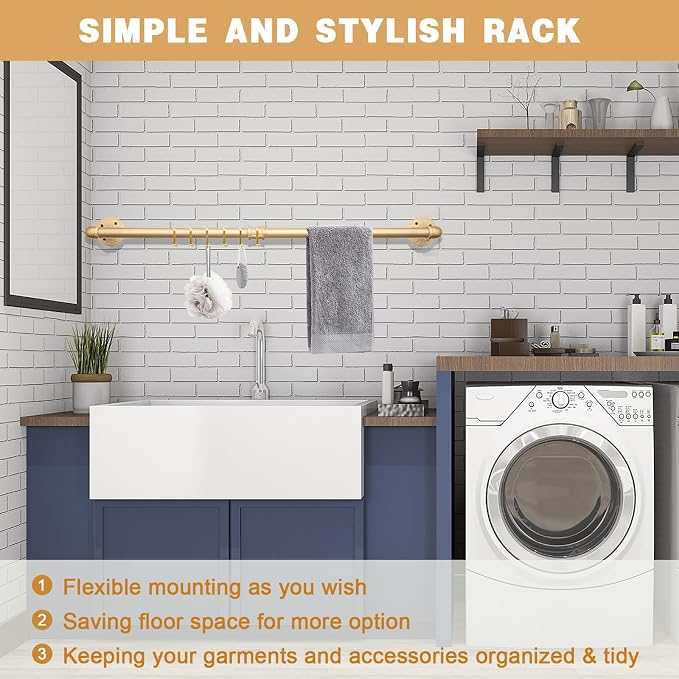 Gold Wall Mount Iaundry Drying Rack - Image 7