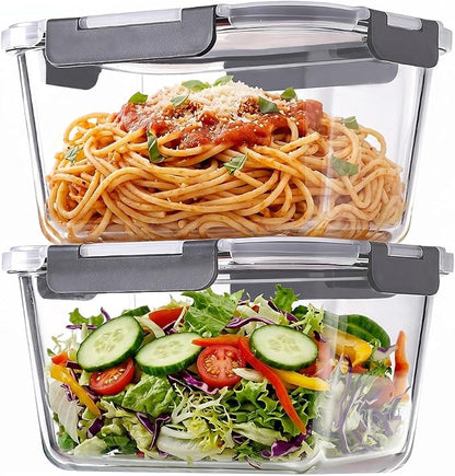2 Pack 88oz/11 Cups Large Glass Storage Containers by ANKOU