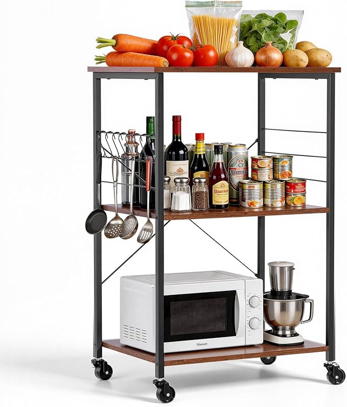 VEVOR Kitchen Utility Cart, 3 Tier 23.7 in Microwave Stand Coffee Cart by VEVOR