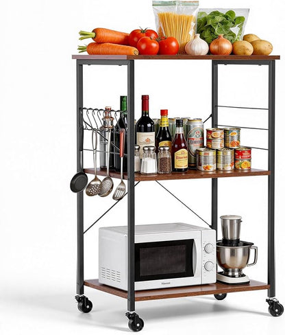 VEVOR Kitchen Utility Cart, 3 Tier 23.7 in Microwave Stand Coffee Cart by VEVOR
