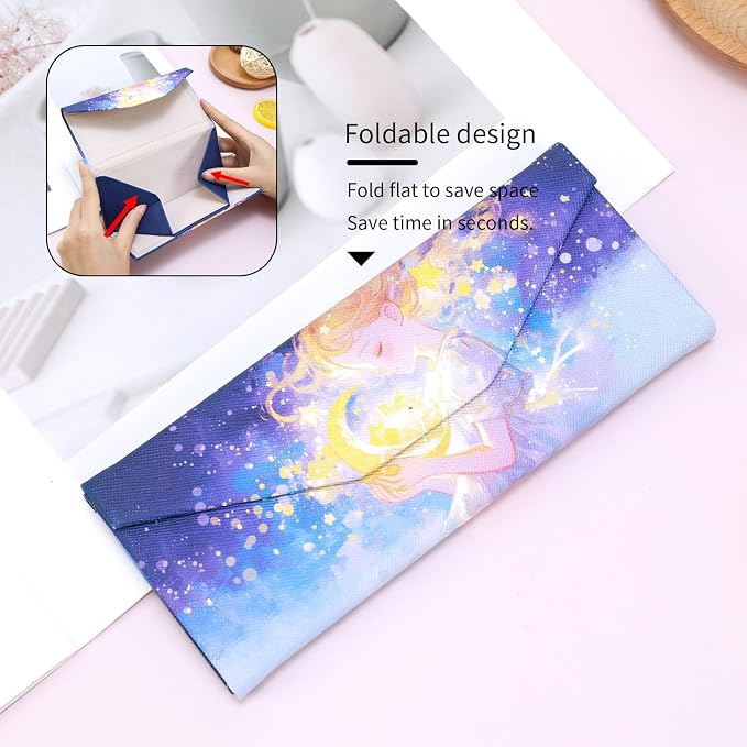 Foldable Glasses Case, Magnetic PU Leahter Sunglasses Case, Cute Hard Shell - Image 5