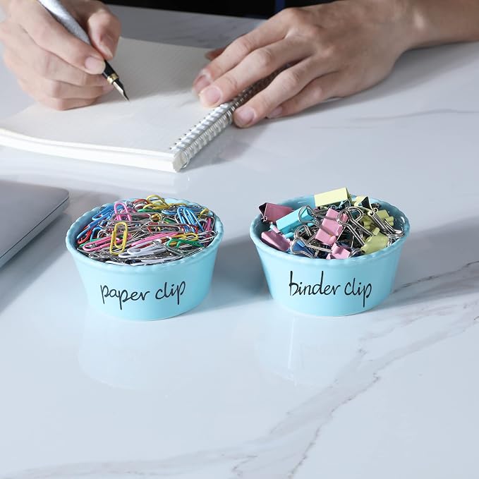 ONTUBE Ceramic Paper Clip Holder and Binder Clip Holder Set - Image 6