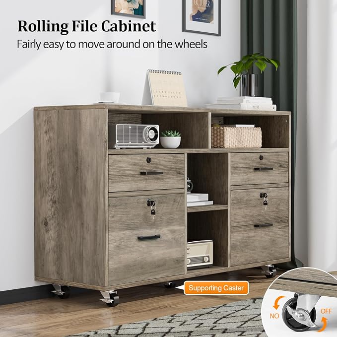 VINGLI Wide 4 Drawer File Cabinet - Image 6