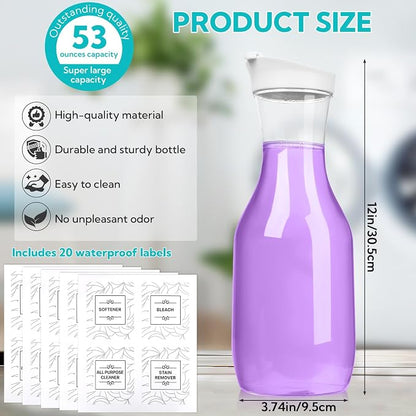 4 Pack Laundry Bottles 53oz Plastic Liquid Detergent Dispenser - Image 2