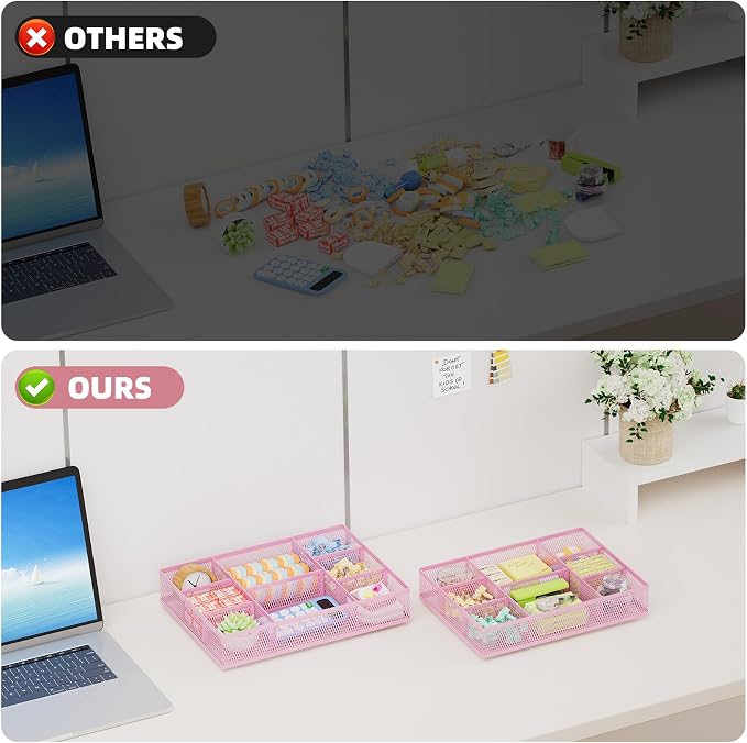 Marbrasse 2 Pack Desk Drawer Organizer, Mesh Drawer Organizer Tray - Image 7