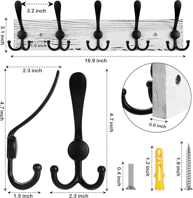 Coat Rack Wall Mount Wooden Hat Rack - Image 2