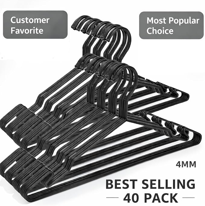 Heavy Duty Metal Hangers with Unique Hook Design Durable & Sturdy Coat Hangers - Image 2