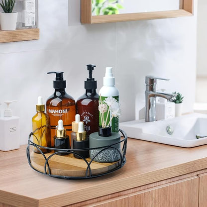 Acacia Wood 9" Lazy Susan Turntable Organizer - Image 6