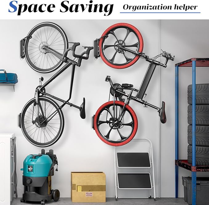 Goovilla Swivel Bike Wall Mount 2 Pack, Space Saving Bike Hangers - Image 2