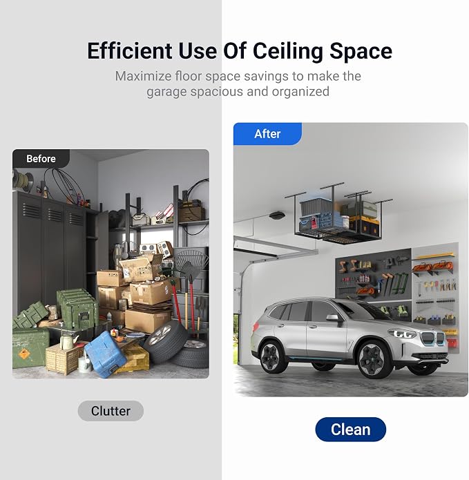 FLEXIMOUNTS 2x3FT Garage Storage Rack Overhead, Adjustable Ceiling Storage Racks - Image 5
