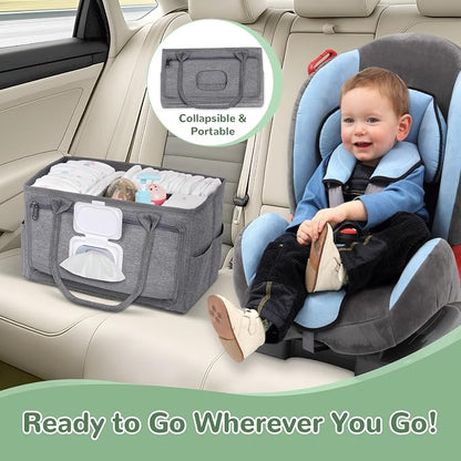 Volnamal Diaper Caddy with Wipe Dispenser One-Handed Access, Portable Car - Image 9