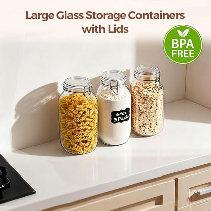 ComSaf Large Glass Jars with Lid 0.5 Gallon, Large Mason Jars Set of 3 - Image 6