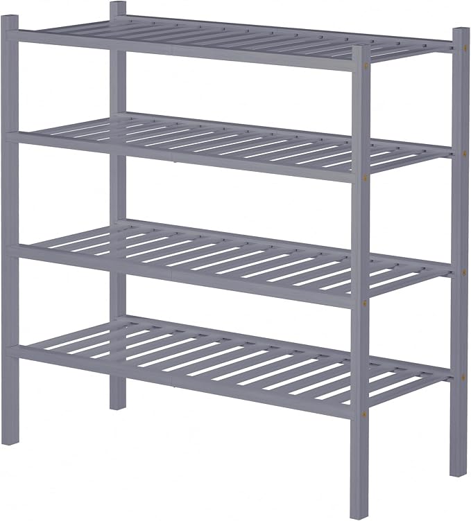 4 Tier Bamboo Shoe Rack for Closet Free Standing Wood Shoe Shelf for Entryway - Image 6