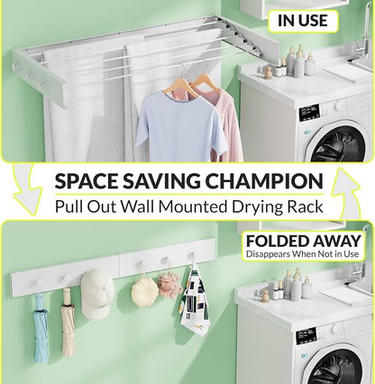 Extra Wide 40" Wall Mounted Clothes Drying Rack, Foldable Laundry Rack - Image 2