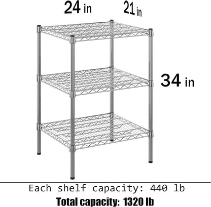 21" Deep x 24" Wide x 34" Height Wire Shelving Kit | 3-Tier | NSF Commercial - Image 3