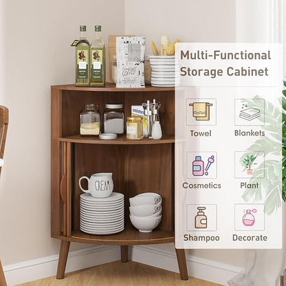 Bathroom Corner Storage Cabinet, 31.5''H Small Floor Corner Cabinet - Image 7